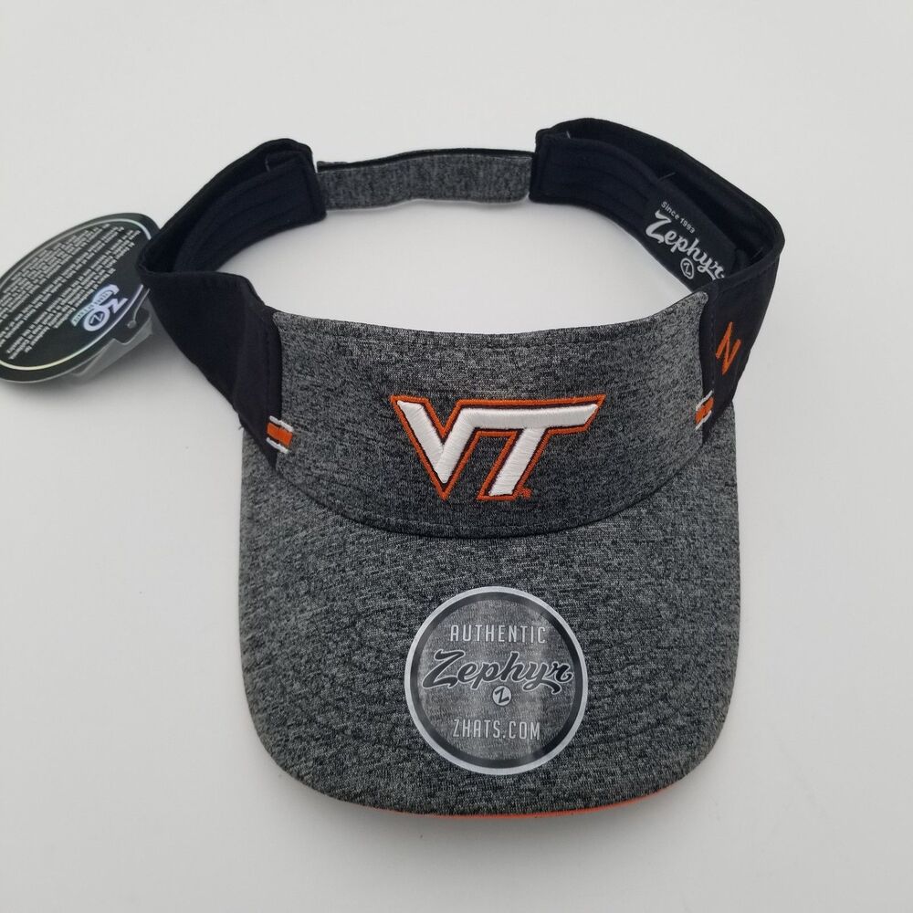 NWT Zephyr Virginia Tech Hokies Adjustable Visor Heather‎ Grey/Black